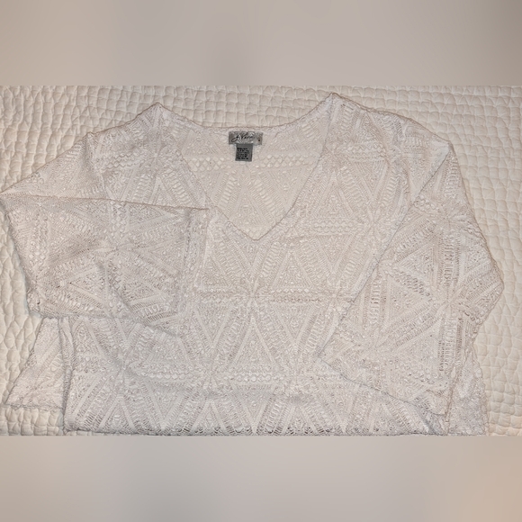 Sheer Crochet Lace Dress Mini Tunic Cover-up White Swimsuit 🤍 Beach - Picture 8 of 11